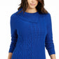 Suéter feminino Charter Club com patchwork e gola assimétrica, azul, tamanho pequeno