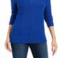 Suéter feminino Charter Club com patchwork e gola assimétrica, azul, tamanho pequeno