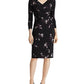 Vestido de malha com estampa floral feminino Lauren Ralph, preto, tamanho 16