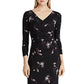 Vestido de malha com estampa floral feminino Lauren Ralph, preto, tamanho 16