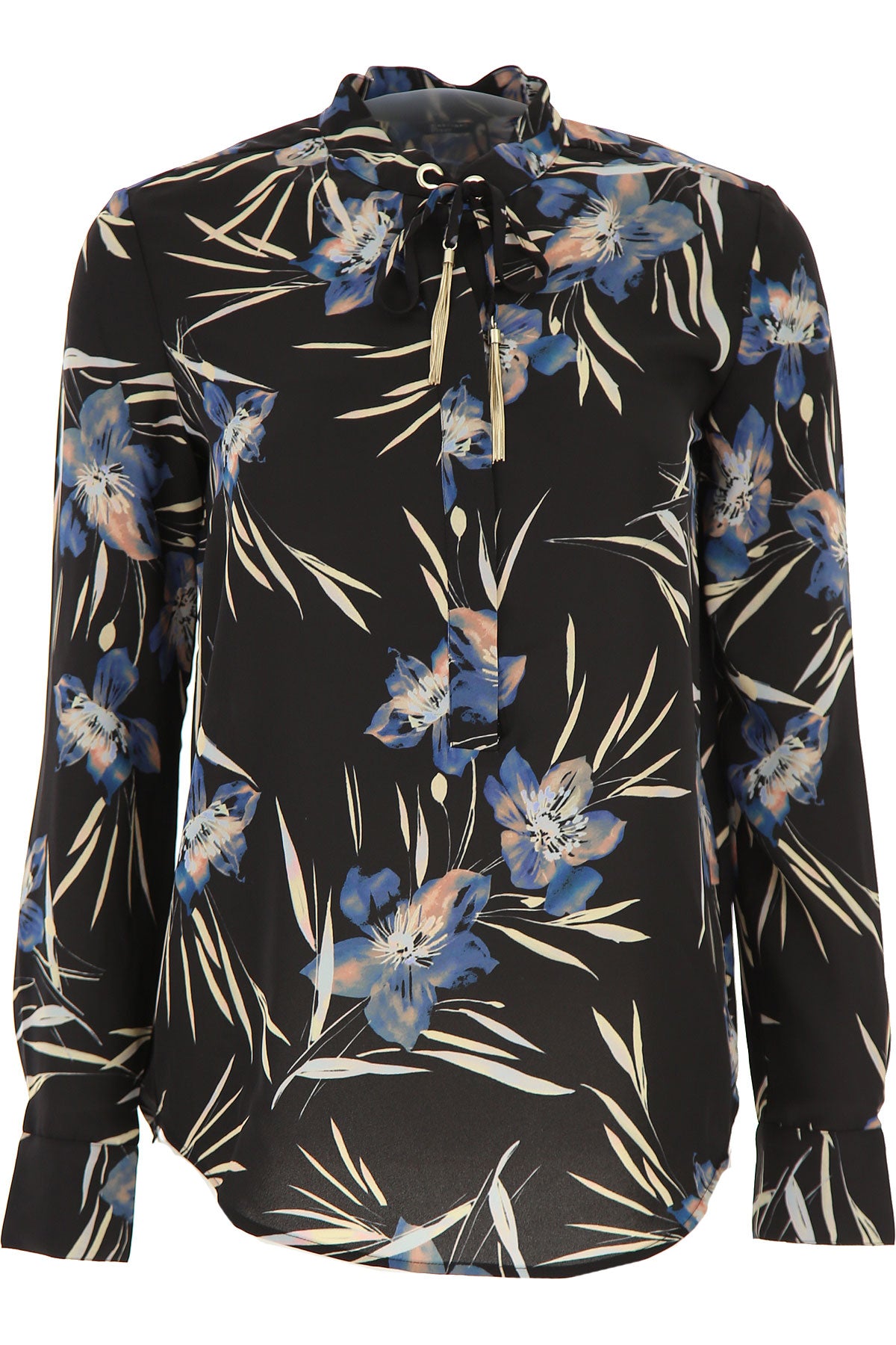 Blusa Guss Feminina Marciano Estampa Floral Amarrada Preta Tamanho XS