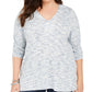 Suéter feminino plus size estilo &amp; co, túnica de malha com estampa de tingimento espacial, azul, tamanho 3X