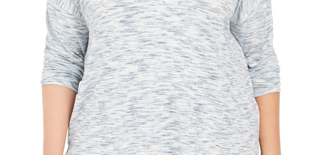 Suéter feminino plus size estilo &amp; co, túnica de malha com estampa de tingimento espacial, azul, tamanho 3X