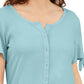 Karen Scott Blusa Feminina com Botões Frontais Azul Tamanho Grande