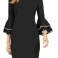 Vestido tubinho com manga sino e detalhes embelezados Calvin Klein feminino, preto, tamanho 6