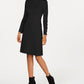 Vestido suéter feminino Nine West com mangas abotoadas, preto, tamanho médio