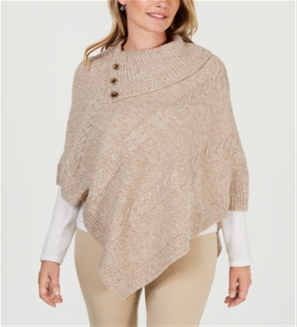Poncho envelope feminino Karen Scott bege tamanho P/M