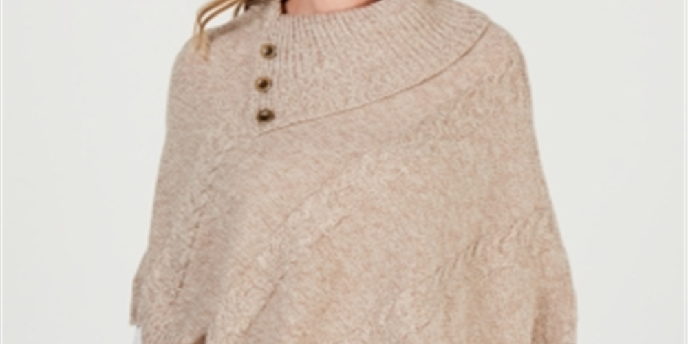 Poncho envelope feminino Karen Scott bege tamanho P/M