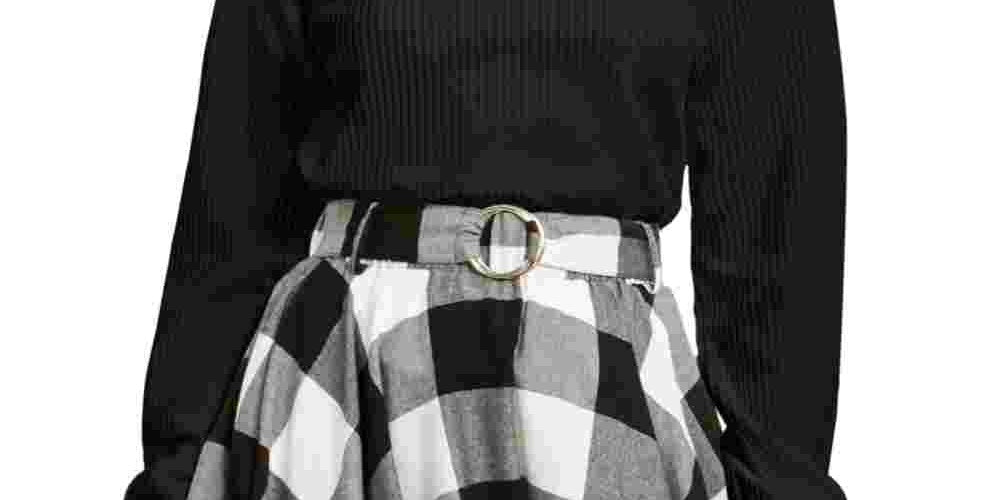 Blusa de gola alta aconchegante feminina Bar III, preta, tamanho grande