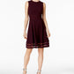 Vestido Calvin Klein Illusion Trim Fit &amp; Flare Feminino Regular Roxo Tamanho 0 Petite