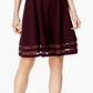 Vestido Calvin Klein Illusion Trim Fit &amp; Flare Feminino Regular Roxo Tamanho 0 Petite