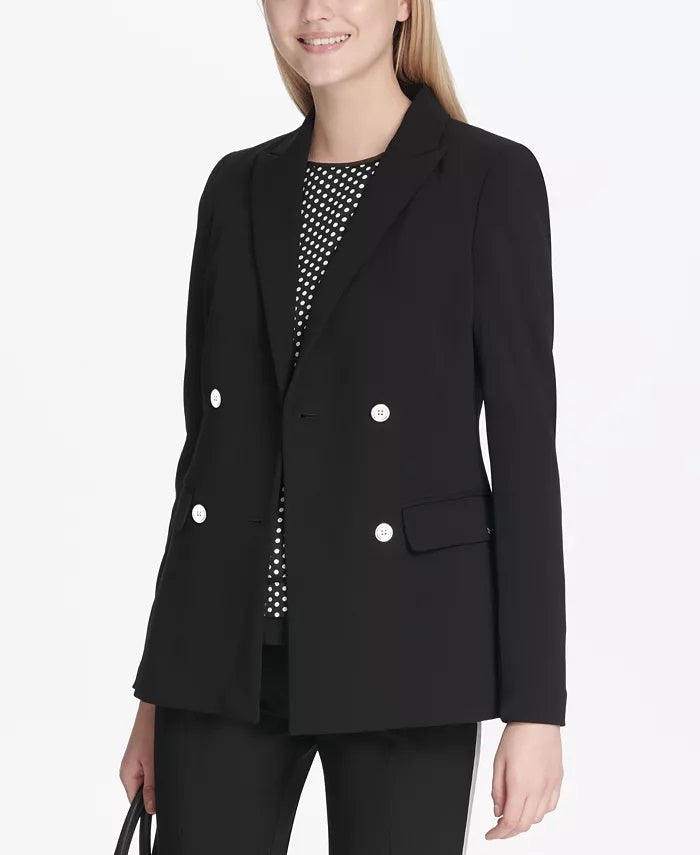 Jaqueta Calvin Klein Scuba Trespassada Feminina Preta Tamanho 10