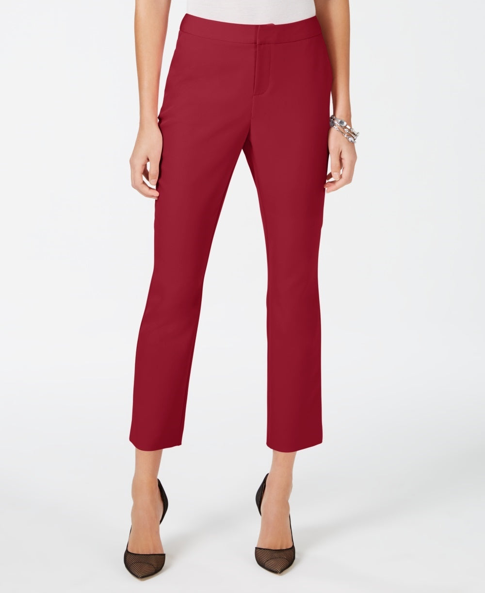 Calça feminina cropped reta INC International Concepts vermelha tamanho 4