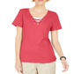 Karen Scott Blusa Feminina com Laço e Camadas, Coral, Tamanho Grande