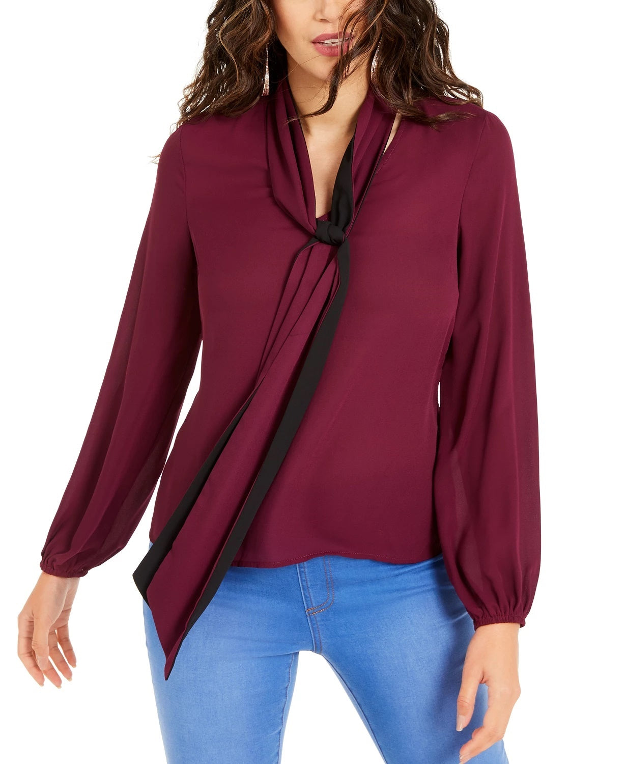 Thalia Sodi Blusa Feminina Gola V Amarrada Roxa Tamanho Grande