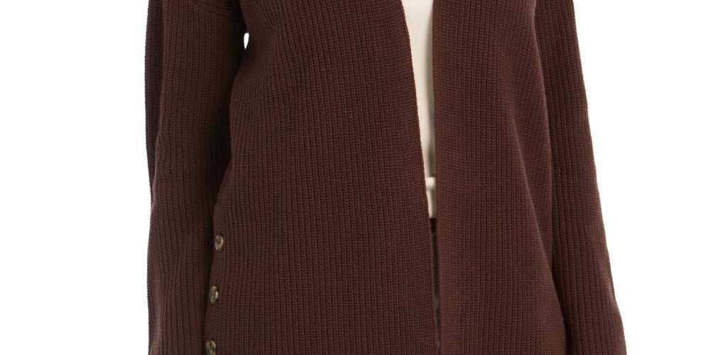 Cardigan grande feminino estilo &amp; co com botões laterais cáqui tamanho grande