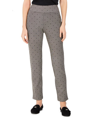 Charter Club Women's Dot Print Pull On Pants Black Size 10