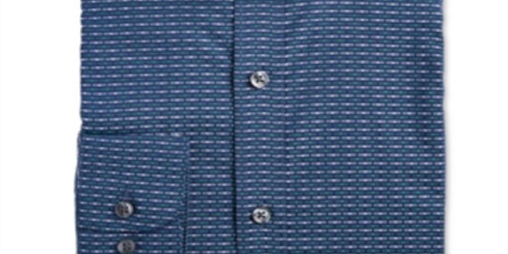 Camisa social masculina com gola estampada Bar III, azul, tamanho 34x35