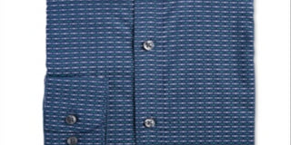 Camisa social masculina com gola estampada Bar III, azul, tamanho 34x35