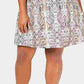 Vestido feminino City Studios com estampa animal, manga curta, gola redonda, acima do joelho, ajuste evasê, cinza, tamanho pequeno