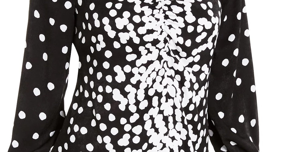 Blusa feminina Alfani com decote em V e franzido, preta, tamanho extragrande