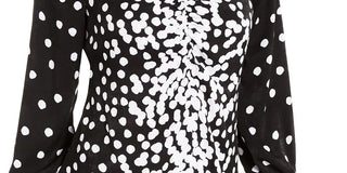 Blusa feminina Alfani com decote em V e franzido, preta, tamanho extragrande