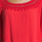 Blusa feminina John Paul Richard com babados e acabamento em crochê, laranja, tamanho pequeno