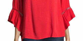 Blusa feminina John Paul Richard com babados e acabamento em crochê, laranja, tamanho pequeno