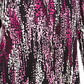 JM Collection Blusa feminina estampada com bainha curta roxa, vários tamanhos, pequena P