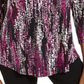 JM Collection Blusa feminina estampada com bainha curta roxa, vários tamanhos, pequena P