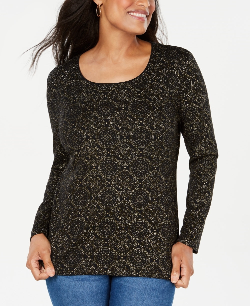 Karen Scott Top Medalhão Shimmer Feminino Preto Tamanho X-G
