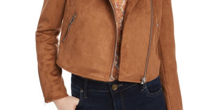 Jaqueta de camurça sintética feminina Kit &amp; Sky, marrom, tamanho médio