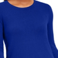 Suéter feminino JM Collection com punho de botão e gola redonda, azul, tamanho pequeno G