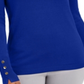 Suéter feminino JM Collection com punho de botão e gola redonda, azul, tamanho pequeno G