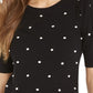 Suéter feminino Maison Jules com bolinhas bordadas e manga 3/4, gola alta, preto, tamanho grande