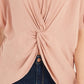 Top feminino com decote em V e frente torcida, estilo &amp; co, rosa, tamanho extrapequeno
