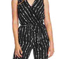 Macacão feminino Vince Camuto Stripe Impressions sem mangas com cinto, preto, tamanho 14