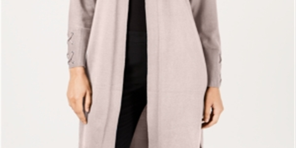 Cardigan Duster Feminino JM Collection Frente Aberta Polido Nude Tamanho Pequeno G