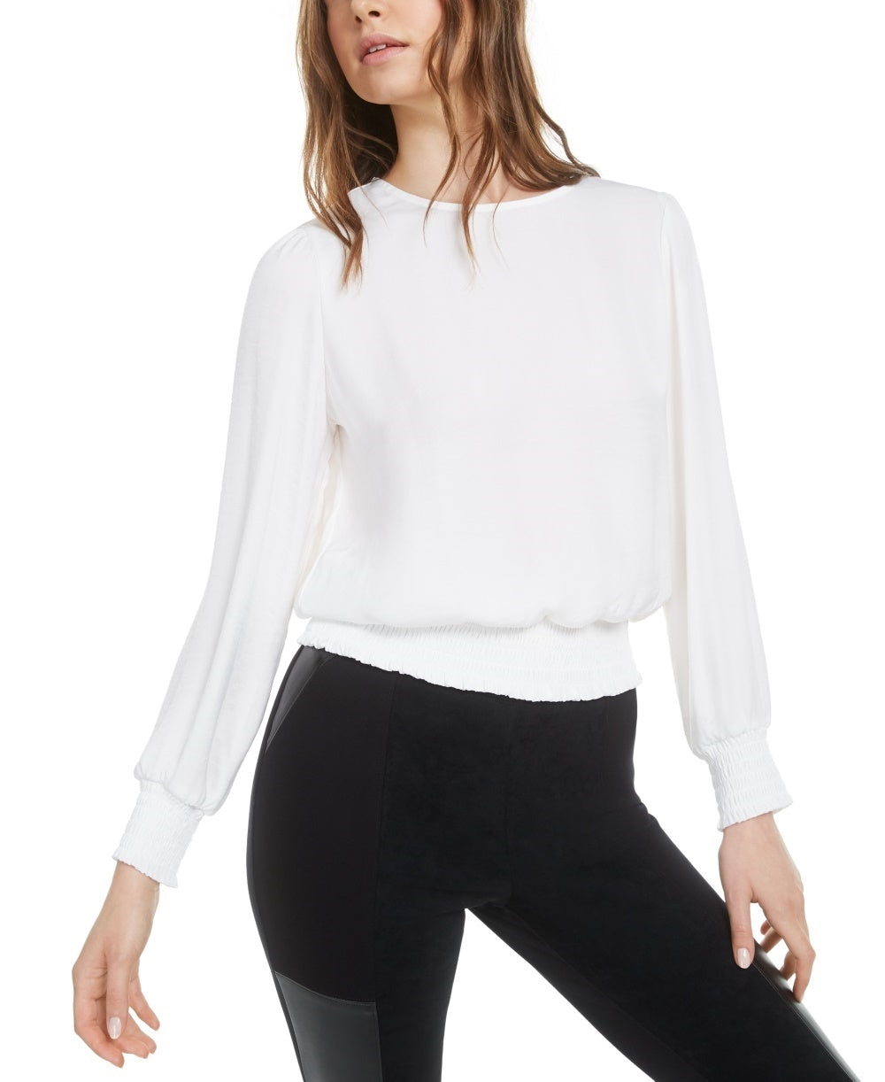 Blusa franzida feminina Bar III, branca, tamanho X-S