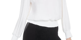 Blusa franzida feminina Bar III, branca, tamanho X-S