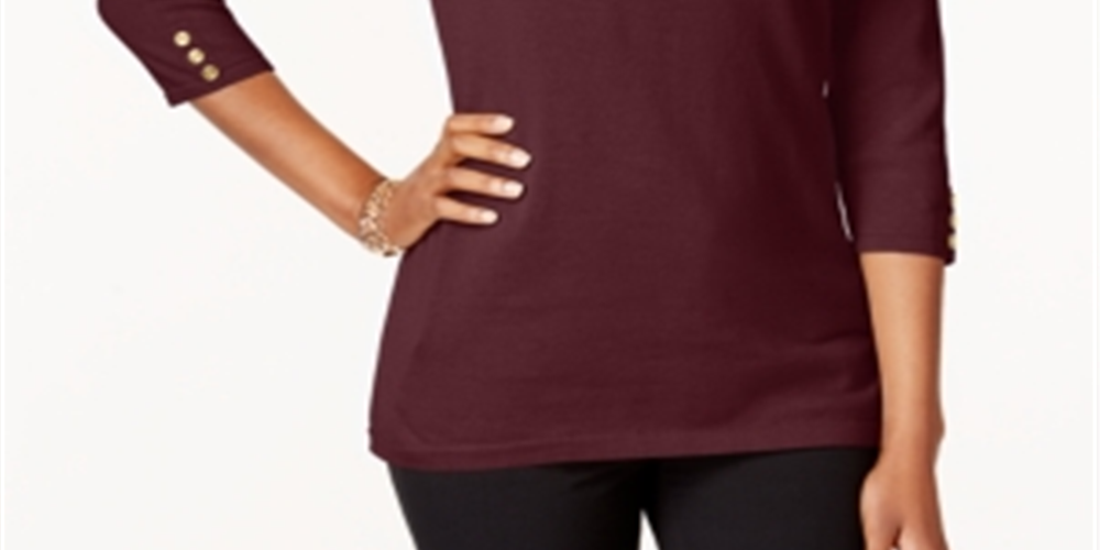 Karen Scott Suéter Feminino de Algodão com Acabamento em Botões Marrom Tamanho Pequeno G