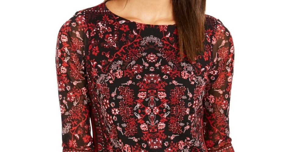 Top de malha estampado feminino Charter Club, vermelho, tamanho pequeno e pequeno