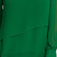 Vince Camuto Top assimétrico de chiffon com camada dupla feminino, verde, tamanho pequeno