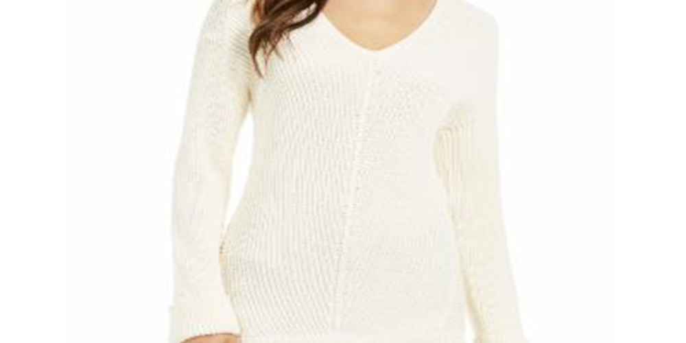 Suéter feminino de manga comprida estampado Charter Club tamanho baunilha pequeno grande