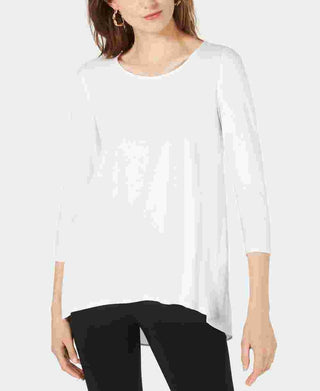 Blusa feminina Alfani com costas trançadas, branca, tamanho pequeno