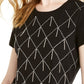 Camiseta feminina INC International Concepts de algodão com strass e detalhes em chuva, preta, tamanho X-S