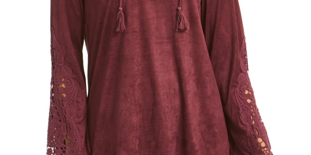 Blusa feminina de camurça sintética com cadarço, estilo &amp; co, vermelha, tamanho extrapequeno