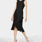 Vestido Calvin Klein Feminino Sem Mangas com Babados e Bainha Envolvente Preto Tamanho 14