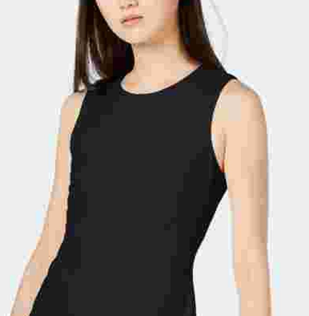 Vestido Calvin Klein Feminino Sem Mangas com Babados e Bainha Envolvente Preto Tamanho 14