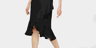 Vestido Calvin Klein Feminino Sem Mangas com Babados e Bainha Envolvente Preto Tamanho 14